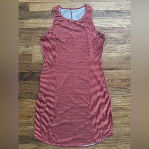 Title Nine Womens Red/Gray Striped Buttah Knit Athletic Tank Dress Size Small